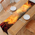 Flaming Demon Skull Print Table Runner