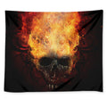 Flaming Demon Skull Print Tapestry
