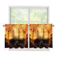 Flaming Demon Skull Print Tier Curtains