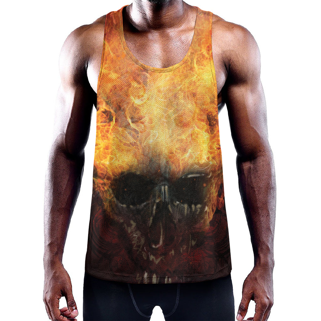 Flaming Demon Skull Print Training Tank Top