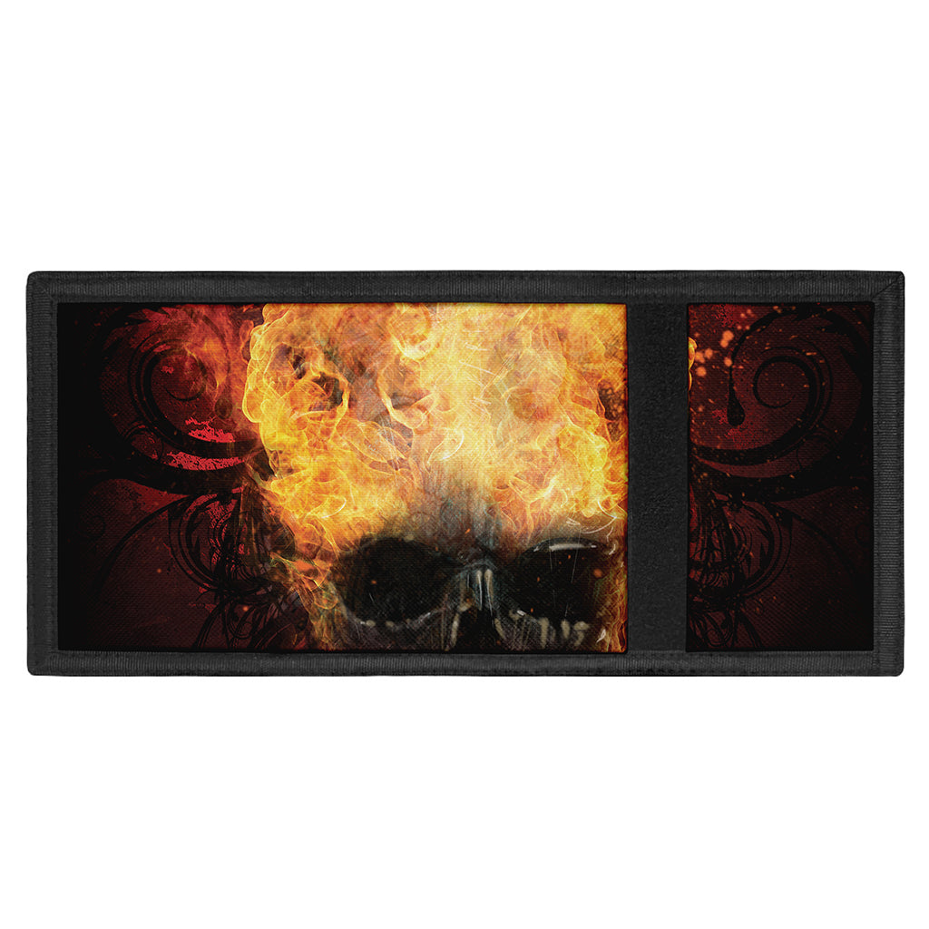 Flaming Demon Skull Print Trifold Wallet