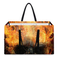 Flaming Demon Skull Print Utility Tote Bag