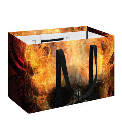 Flaming Demon Skull Print Utility Tote Bag