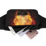Flaming Demon Skull Print Waist Bag