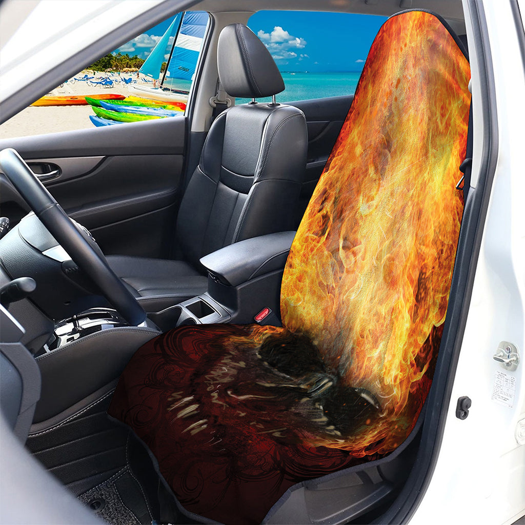 Flaming Demon Skull Print Waterproof Car Seat Cover