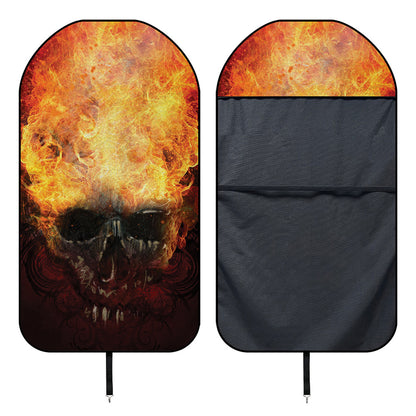 Flaming Demon Skull Print Waterproof Car Seat Cover