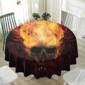 Flaming Demon Skull Print Waterproof Round Tablecloth