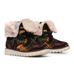 Flaming Demon Skull Print Winter Boots