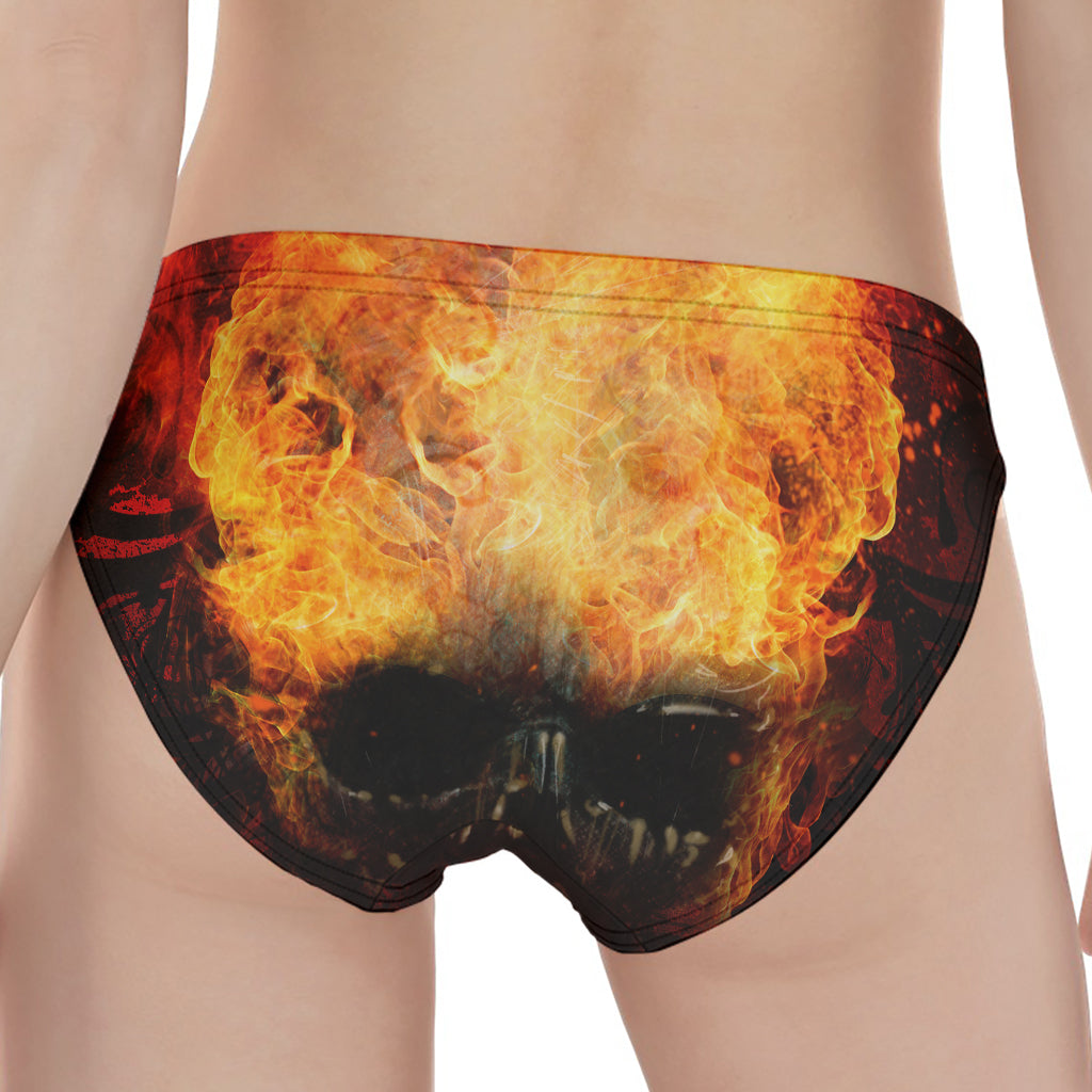 Flaming Demon Skull Print Women's Panties