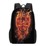 Flaming Evil Skull Print 17 Inch Backpack