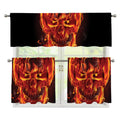Flaming Evil Skull Print 3 Piece Kitchen Curtains