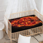 Flaming Evil Skull Print Baby Crib Sheet