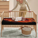 Flaming Evil Skull Print Baby Crib Sheet
