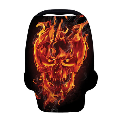 Flaming Evil Skull Print Baby Seat Cover