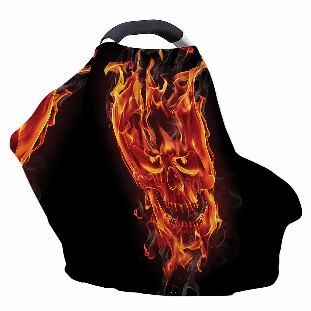Flaming Evil Skull Print Baby Seat Cover