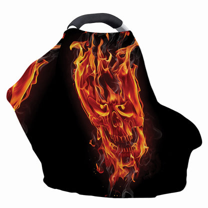 Flaming Evil Skull Print Baby Seat Cover