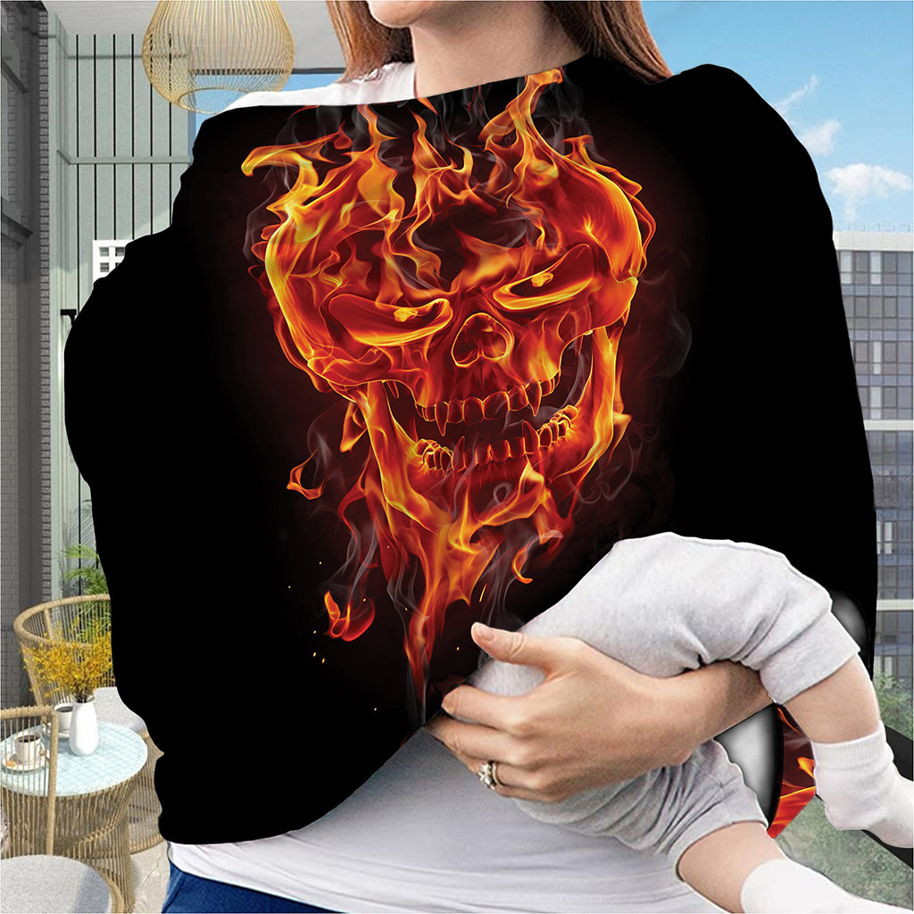 Flaming Evil Skull Print Baby Seat Cover