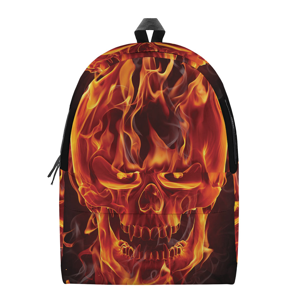 Flaming Evil Skull Print Backpack