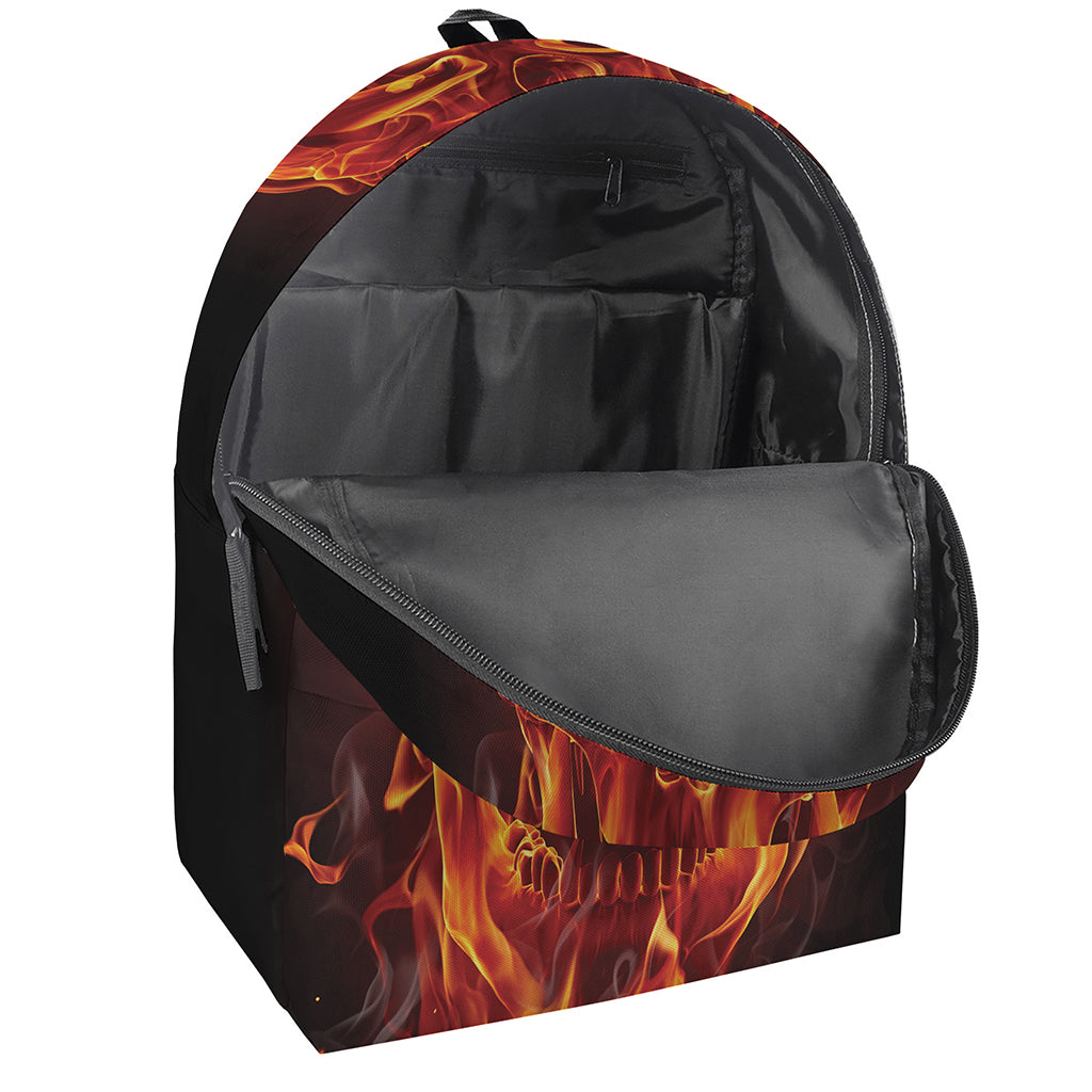 Flaming Evil Skull Print Backpack