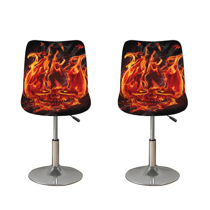 Flaming Evil Skull Print Bar Stool Covers