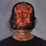 Flaming Evil Skull Print Baseball Cap
