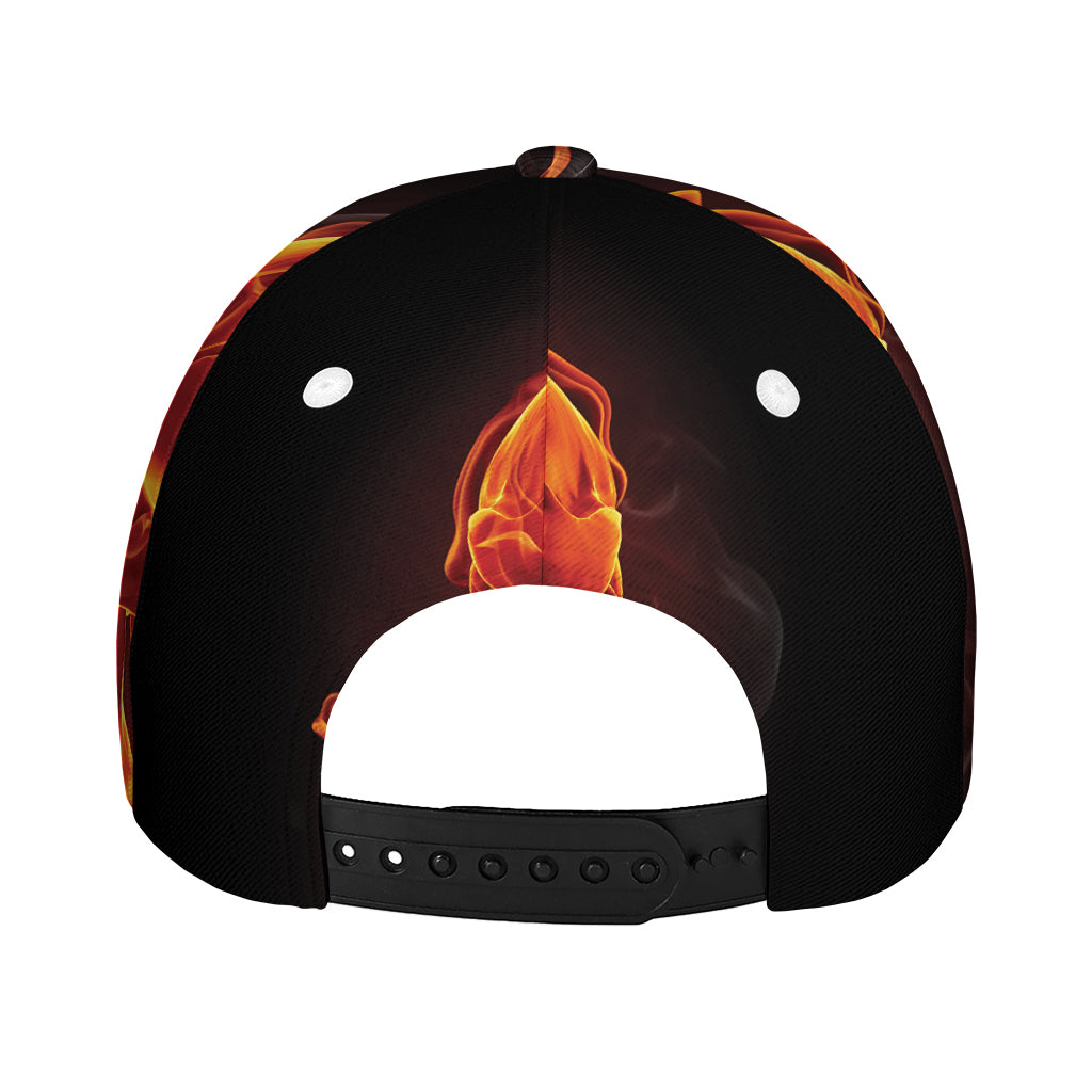 Flaming Evil Skull Print Baseball Cap