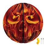 Flaming Evil Skull Print Basketball