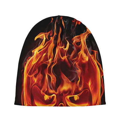 Flaming Evil Skull Print Beanie