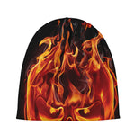 Flaming Evil Skull Print Beanie