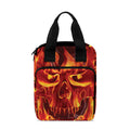 Flaming Evil Skull Print Bible Tote Bag