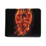 Flaming Evil Skull Print Bifold Wallet
