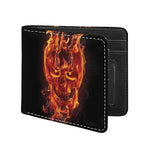 Flaming Evil Skull Print Bifold Wallet