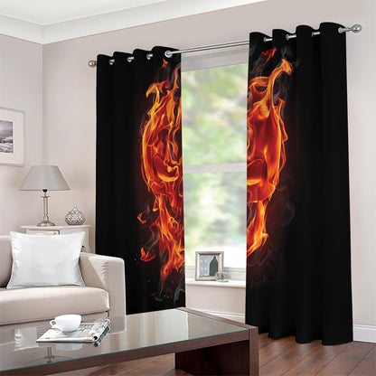 Flaming Evil Skull Print Blackout Grommet Curtains