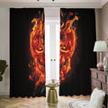 Flaming Evil Skull Print Dimout Pencil Pleat Curtains