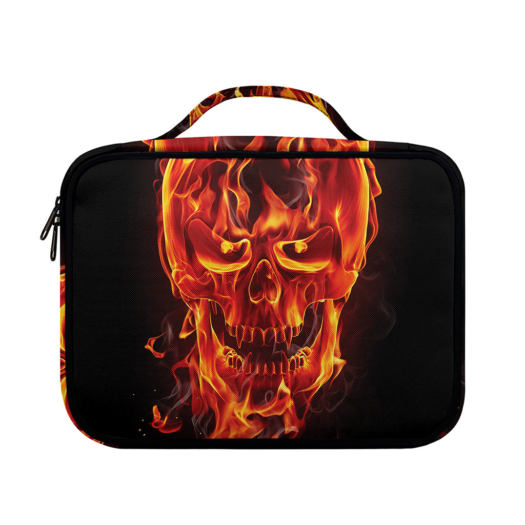 Flaming Evil Skull Print Briefcase Bible Bag