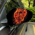 Flaming Evil Skull Print Car Side Mirror Covers