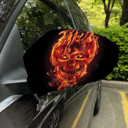 Flaming Evil Skull Print Car Side Mirror Covers