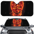 Flaming Evil Skull Print Car Windshield Sun Shade
