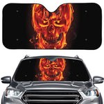 Flaming Evil Skull Print Car Windshield Sun Shade