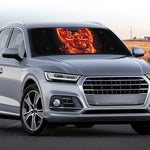 Flaming Evil Skull Print Car Windshield Sun Shade