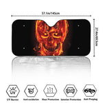 Flaming Evil Skull Print Car Windshield Sun Shade
