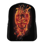 Flaming Evil Skull Print Casual Backpack