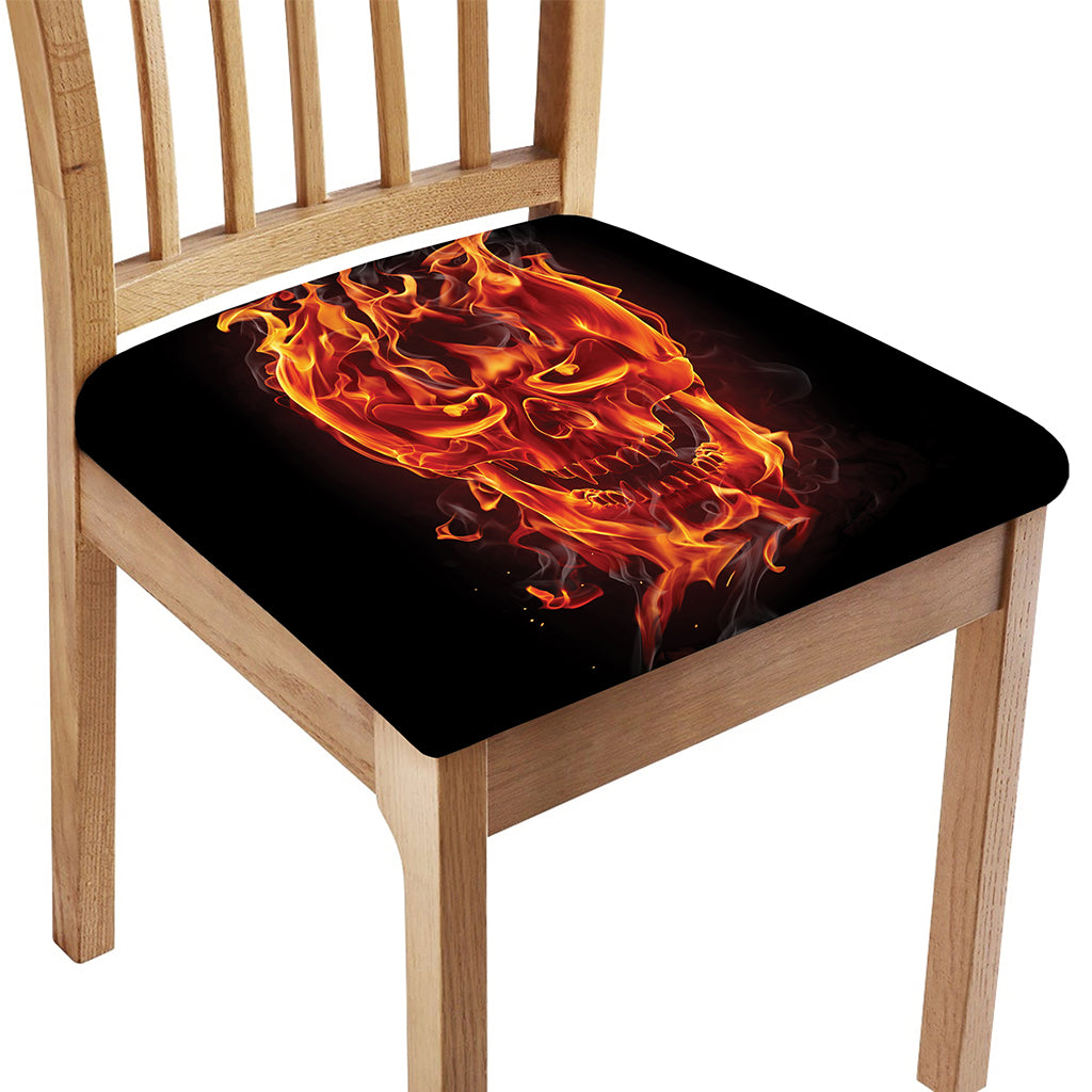 Flaming Evil Skull Print Chair Cushion Cover