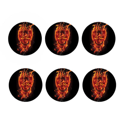 Flaming Evil Skull Print Coaster Set