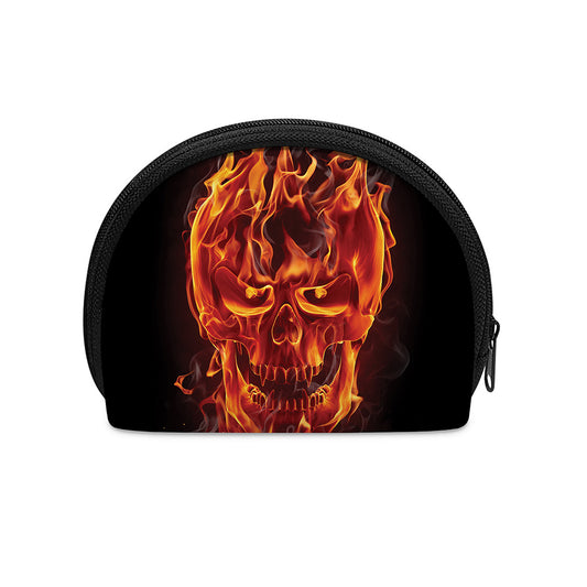 Flaming Evil Skull Print Coin Purse