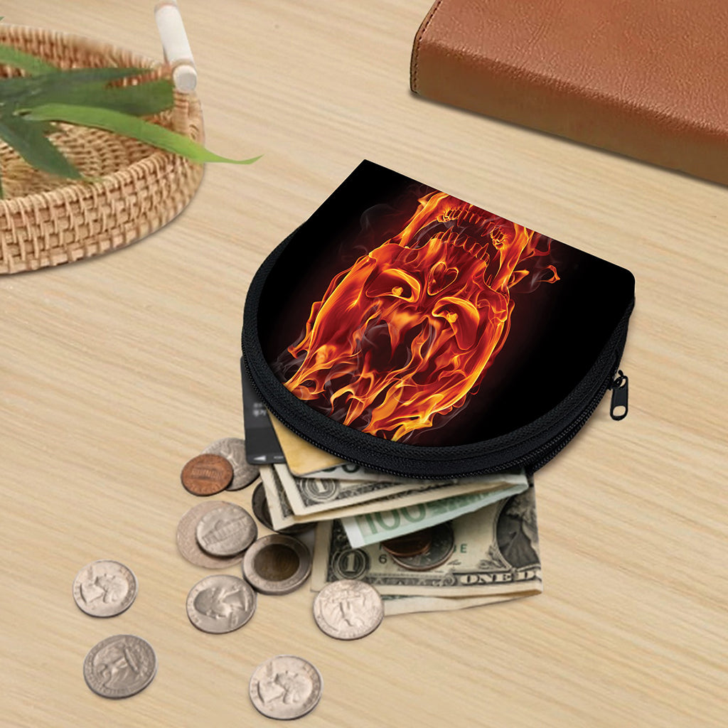 Flaming Evil Skull Print Coin Purse