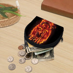 Flaming Evil Skull Print Coin Purse