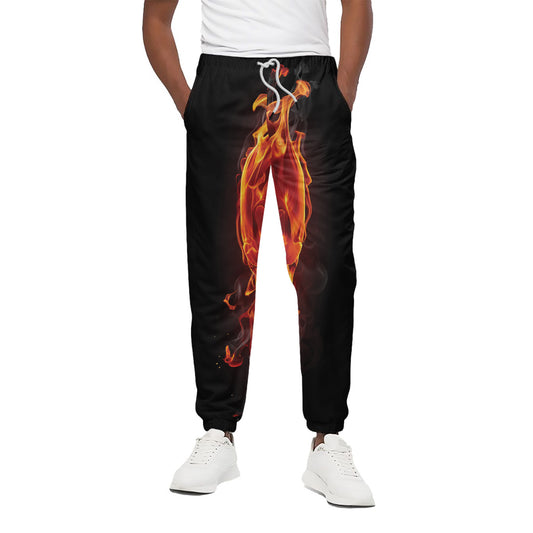 Flaming Evil Skull Print Cotton Pants