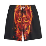 Flaming Evil Skull Print Cotton Shorts