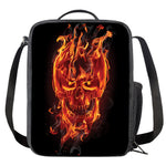 Flaming Evil Skull Print Crossbody Lunch Bag